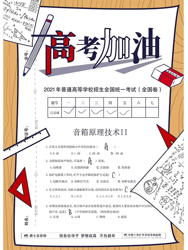 「爵士龍」想和您說:高考別怕,加油!